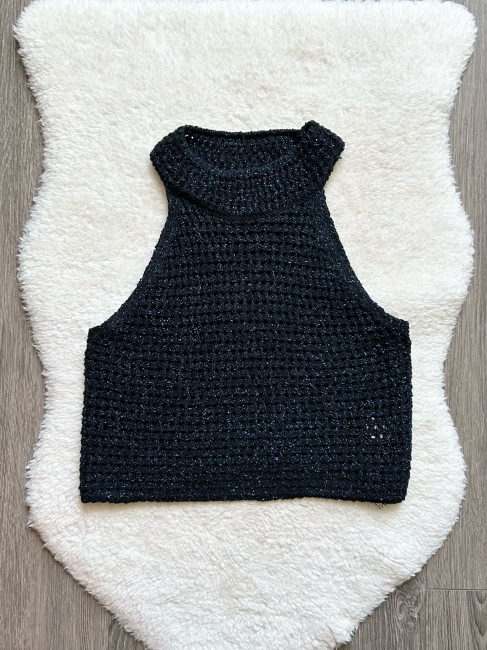 House of Harlow 1960 Black Knit Cropped Halter Tank Top